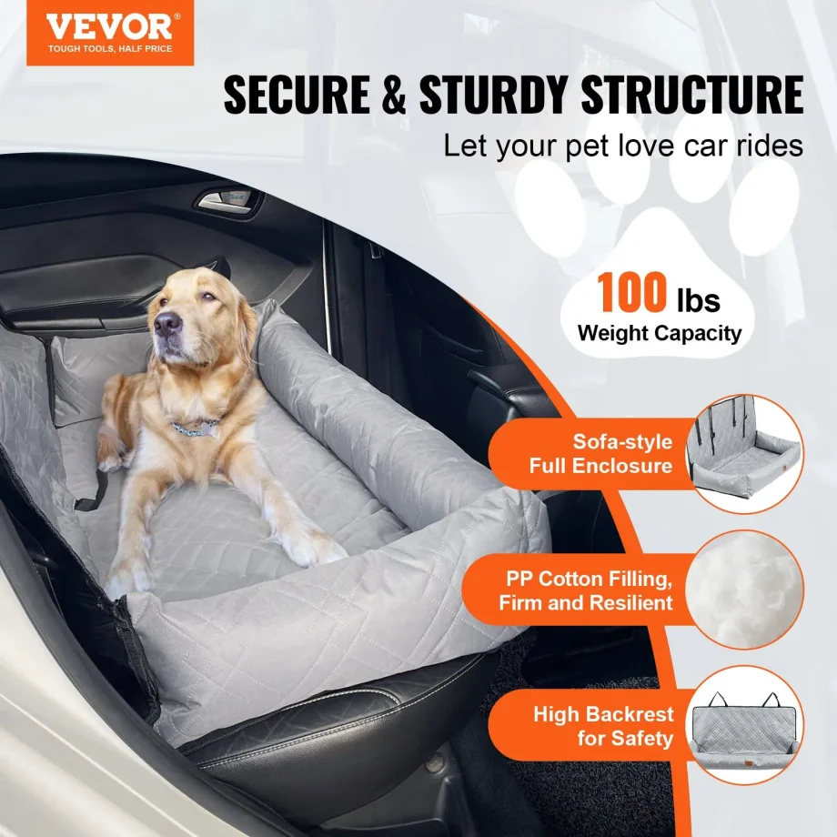 VEVOR Dog Booster Car Seat Pet Car Seat for Medium Large Dog (up to 100 lbs)